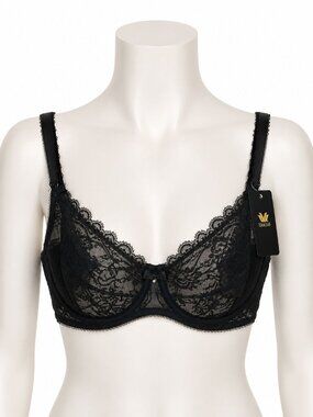 Wacoal Luxe size 36DD #119001 Black Unlined Lace Bra NEW